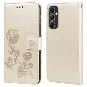 RankOne &Eacute;tui Portefeuille en Cuir pour Samsung Galaxy A05s (6.7" inches), avec Porte-Cartes Rose Pattern Design Cover Coque Housse Case - Or (Rankone, neuf)