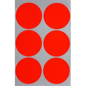 Royal Green Gommettes &Eacute;tiquettes Autocollantes Rondes Rouge Fluorescent Environ 5cm (50mm) 12 Feuilles Paquet de 72 (RoyalGreenMarketEU, neuf)