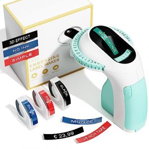 Memoking &Eacute;tiqueteuse de gaufrage avec 3 Rubans d'&eacute;tiquettes E975 Embossed Label Printer Machine, 3D Labelling Machine, pour la Maison, Le Bricolage et Les travaux manuels, Cadeaux (&pound;/&euro;, &Auml;, &Ouml;, &Uuml;) (Memoking-FR, neuf)