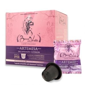 BOCCA DELLA VERITA - Bo&icirc;te de 10 capsules de caf&eacute; italien ARTEMISA Descafeinado, Capsules compatibles avec la machine &agrave; caf&eacute; Nespresso&reg;, 100% Made in Italy (God Save The Coffee, neuf)