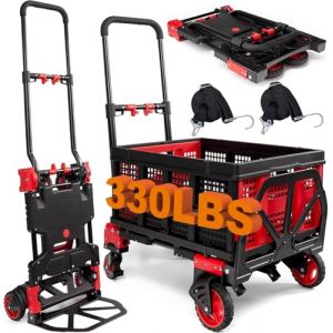 Diable pliable 2 en 1 avec poignée rétractable - Capacité maximale : 150 kg - Chariot à plateforme avec roues pour bagages, déménagement, voyage (Gukey, neuf)