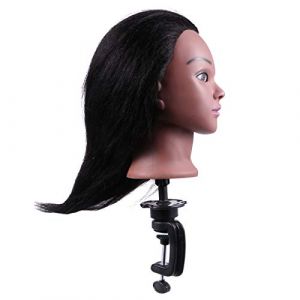 WRITWAA Tête à Coiffer Professionnelle Afro Avec Cheveux Naturels Foncé Mannequin Formation Coiffure Pour Tressage Et Stylisme Support Inclus École Cosmétologie Et Salon (Saieli, neuf)