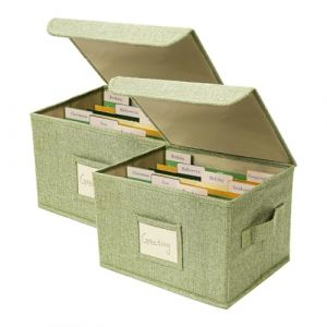 Vienrose Boîte de Rangement Pour Cartes de Vœux Avec 40 Séparateurs Amovibles, 168 Étiquettes Autocollantes, Idéale Pour Photos, Enveloppes, Scrapbooking, Papiers, Stickers – 2 Lot Herbe verte (Vienrose EU, neuf)