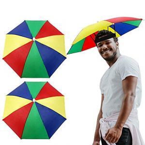 BOFUNX 2pcs Chapeau Parapluie de Tête Casquette Parasol Chapeau de Pêche Protection UV Anti-soleil pour Les Femmes et Homme Golf, Plage, Randonnée, Jardinage (A Mi A Mi Hong, neuf)