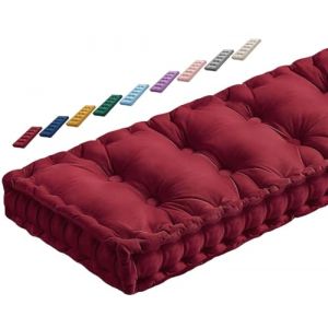 JORTUIO Coussin de Banc Interieur 1 2 3 ou 4 Places, Coussin de Si&egrave;ge de Banc 120x40/100x40/140x40/80x40cm Coussin d'assise pour Banc 10cm d'&eacute;paisseur Mobilier Coussin De Sol(Rouge,90x40x10cm) (Danansentt Shop, neuf)