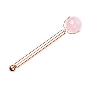 ERINGOGO Rouleau de Massage en Jade Naturel, B&acirc;tonnet de Soin du Visage en Pierre de Cristal Rose, Outil L&eacute;ger pour Massage Facial Anti-poches, Adapt&eacute; aux Soins Peau et Voyages (Jehmal, neuf)