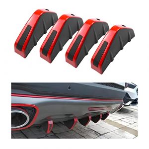 JNNJ 4 Pièces Diffuseur De Spoiler De Pare-Chocs Arrière, Aileron De Pare-Chocs Arrière Voiture, Pare-Chocs Requin Becquet Arrière, Universel Anti-Usure Châssis Décoration Aileron Voiture(Rouge) (KJHmaoyi, neuf)