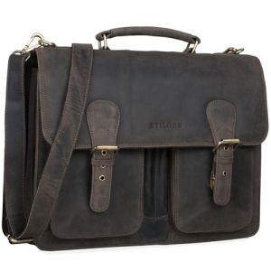 STILORD 'Denver' Grand Sacoche Homme Cuir Marron - Sacoche Porte Document pour Ordinateur 15,6-16 Pouces Vintage - comme Serviette Professeur ou Sac pour Le Cours (STILORD Cuir, neuf)