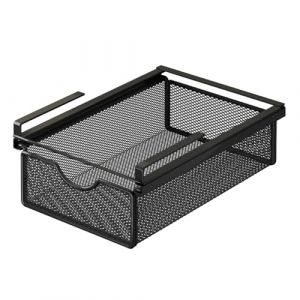 Gralara Tiroir Coulissant Suspendu sous &Eacute;tag&egrave;re, Panier de Rangement M&eacute;tallique, Organisateur de Placard, Corbeille sans Per&ccedil;age, Panier &agrave; Glissi&egrave;re pour Ranger Sous-V&ecirc;tements et Accessoires, Noir (GUOHUII, neuf)