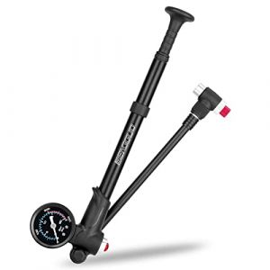 Sunydog Pompe à Choc de vélo avec manomètre 300PSI Pompe à air de gonflage de Pneu de vélo Haute Pression pour Fourche de vélo et Suspension arrière(Noir,Version Courte) (KIMYILAND, neuf)