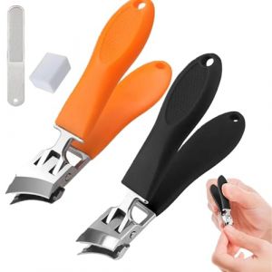 Wide Jaw Opening Anti-Splash Slanted Nail Clipper, Slanted Nail Clippers, No Splash Nail Trimmer for Men Women, Long Handle Curved Toenail Clippers Angled Nail Clippers for All Thick Nails (2Mix) (hotloog, neuf)