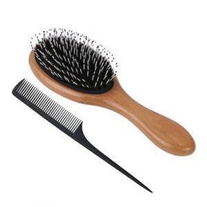 PACKOVE 2 Pièces Peigne à Cheveux En Bois De Nan Avec Poils De Sanglier Pour Massage Du Cuir Chevelu Et Peigne à Queue En Plastique Pour Outils De Coiffure (Spring TU, neuf)