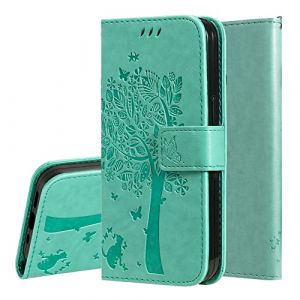 IMEIKONST Coque pour Samsung Galaxy J6 Plus, Protection Housse Porte Cartes Portefeuille Cuir Pochette Fermeture Magn&eacute;tique Anti-Choc &Eacute;tui &agrave; Rabat Compatible avec Samsung J6 Plus. Wish Tree Green KT1 (IMEIKONST, neuf)