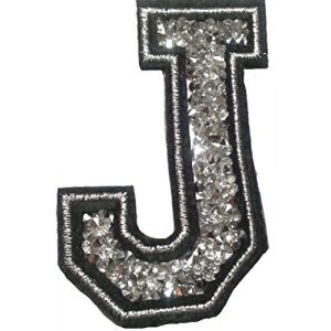 Écusson Patch Badge strass Brodé ecusson lettre alphabet thermocollant " J 8-10 cm " (B2SEE LTD avec TVA francaise et livraison LaPoste, neuf)