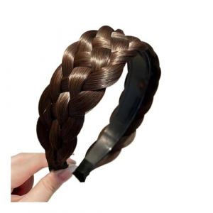 Perruque synth&eacute;tique tress&eacute;e pour femme - Accessoires de cheveux tendance - Style boh&egrave;me - Nature - Bandeau extensible pour f&ecirc;te (D-Marron fonc&eacute;) (WANGJZNB, neuf)