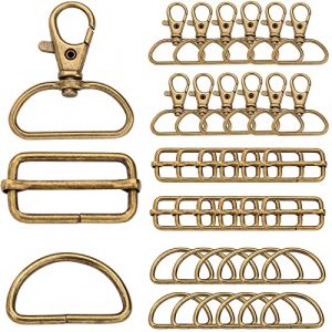 140pcs mercerie couture accessoire la Fabrication de mousqueton sac a main avec Crochets rotatifs de Carte, Anneaux de D et Boucles en M&eacute;tal, pour attache Sac &agrave; Dos, sangle couture boucles de reglage (Guanghanzhai Trading, neuf)