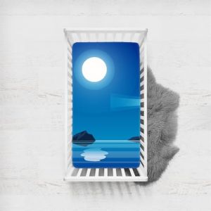 Morbuy Draps Housses pour Lit Bébé, Océan Bleu Imprimé Drap Housse Lit Bebe, Doux pour la Peau Fibre Ultrafine Drap, pour Berceau, Couffin et Nacelle Housse Matelas (Lune,65x95cm) (Morbuy, neuf)