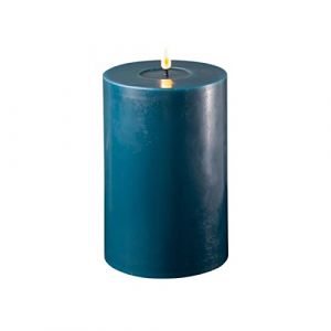 Deluxe Homeart - Bougie LED d'intérieur avec flamme réaliste sur un miroir en cire véritable - Lumière blanche chaude - Bleu pétrole - 10 x 15 cm (ReWu, neuf)