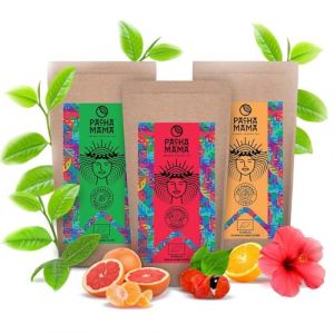 Paquet de trois Guayusa Pachamama | Guayusa Pachamama Energia, Citrus et Pure | Thé traditionnel de guayusa, aux agrumes et au guarana | Ilex guayusa biologique | Caféine naturelle | 1250g | 1,25kg (MateMundo, neuf)