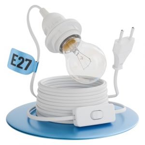greate Douille E27 avec c&acirc;ble et interrupteur blanc 5 m&egrave;tres - Socle ampoule E27 avec prise max. 60W 250V - Douille avec interrupteur, suspension luminaire, porte douille ampoule, cable luminaire (ABSINA GmbH, neuf)
