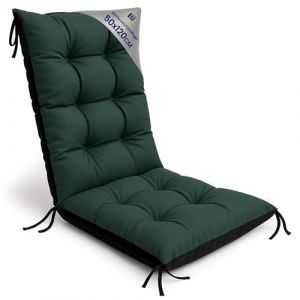 Amazinggirl Coussin Chaise Jardin Dossier Haut 50x120 cm - Matelas Si&egrave;ge Ext&eacute;rieur Mobilier Confort Imperm&eacute;able Rembourrage &Eacute;pais Protection Vert Terrasse Bain Soleil (ASE Sp&oacute;łka Akcyjna, neuf)