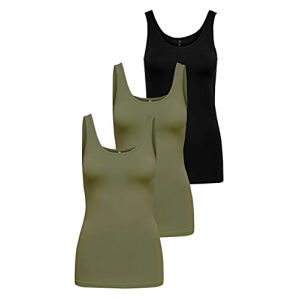 ONLY Onllive Love Noos D&eacute;bardeur pour Femme, Vert/Noir (2 x Dusty Olive/1 x Black), XL (b&sup2; Fashion, neuf)