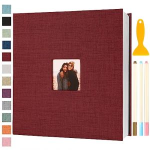 Album Photo Adhesif Vierge 33x32 CM Classeur Photo Livre Photo Personnalisable Scrapbook de Classe Mariage Livre D'or Enfant Bebe Carte Postale DIY, 120 Pages Rouge (Semfalbuums, neuf)