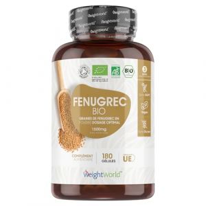 Fenugrec en Gélule de 1500 mg - 180 Gélules Pour 3 Mois - Fenugrec Bio Riche en Protéine et Vitamine - Produit Certifié par Agriculture Biologique - Végan Sans Gluten et Lactose- Fabriqué en UE (Comfort Click, neuf)