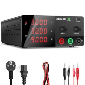 RUZIZAO Alimentation de Laboratoire 30V 30A Alimentation Stabilisée de Haute Puissance Alimentation Laboratoire Réglable avec Bouton Encodeur Affichage LED à 4 Chiffres Sortie très Précise et Stable (kuaiqu Official EU, neuf)