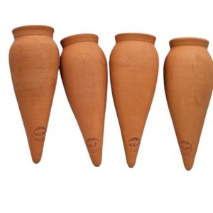 Ollas Lutton Cones en Argile d'arrosage, 4 Oyas à Planter en Terre Cuite, compatibles avec des Bouteilles d’1L (Poterie Lutton - Poterie d'Irrigation - Ollas, neuf)