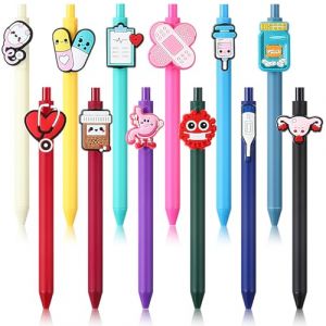 Clabby 12 Pi&egrave;ces Stylos d'Infirmi&egrave;re No&euml;l Stylos &agrave; Encre Noire Amusants pour Femmes Cadeaux d'Infirmi&egrave;re Stylos de Remerciement pour M&eacute;decins Assistants M&eacute;dicaux &Eacute;tudiants &Eacute;cole(Sombre,Nouveaut&eacute;) (Yuenwing, neuf)