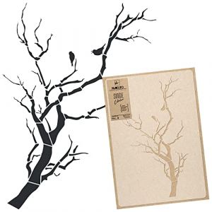 NAKLEO Pochoir de Fleurs pour Peinture Murale Grand Format 59x95cm, Modèle en Plastique et Réutilisable, Floral Arbre Bifurquer Oiseau, DIY Bricolage Artisanat Décoration a Peindre, Bois Tissu Mueble (Nakleo / Stencils / Stickers / Art&Wall Decor, neuf)