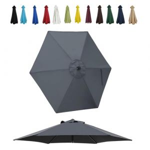 JEDAL Auvent de Remplacement pour Parasol de 200cm 250cm 270cm 300cm toile de rechange de Parasol 6 Baleines Housse De Rechange de Polyester de Parasol de Terrasse UV30+(Grise,250cm) (FEIYA supermarket, neuf)