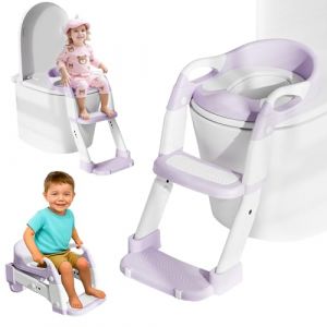 Reducteur Toilette Enfant, 3 en 1 Rehausseur Toilette Enfant avec Marche Réducteurs de Toilettes Propreté Apprentissage Adaptateur Abattant WC Siège WC à Hauteur Réglable, Antidérapant, Pot Amovible (MIDFORD, neuf)