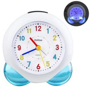 Réveil Enfants Filles Garcons Analogique sans tic-tac Réveil Lumineux avec Fonction Snooze Facile à Utiliser pour Chambre d'enfant Table de Chevet (Bleu-103) (Yadelai, neuf)