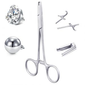 AceFun 3mm Piercing Tool Pince pour Piercing Bijoux Boules Acier Inoxydable Porte Boules Outil pour Vis Boule d'Ancrage Pincette Piercing Boule Grabber Outil de Retrait de Boule (Piercing Jewelry, neuf)
