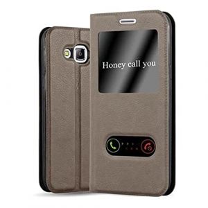 cadorabo Coque pour Samsung Galaxy J5 2015 en Marron Pierre - Housse Protection avec Stand Horizontal et Deux Fen&ecirc;tres - Portefeuille Etui Poche Folio Case Cover (cadorabo-shop, neuf)