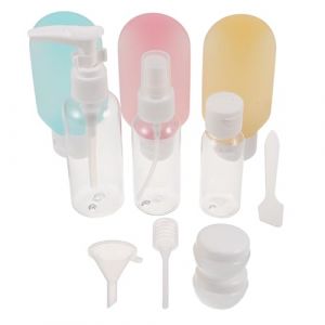 Housoutil 11 Pièces Kit de Flacons Rechargeables pour Voyage Bouteilles Plastiques Légères et Étanches Contenants Lotion Portables Adaptés Avion et Camping (Entertainment First, neuf)