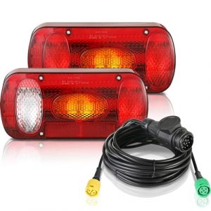 MAMIZO Jeu de Feux Arriere Remorque, Feu de Remorque Feux Arrière 13 broches, Feu Remorque pour éclairage 12V, avec 6 Fonctions/Jeu de Câbles de 5,5m*2/Homologué E (BRT Store, neuf)