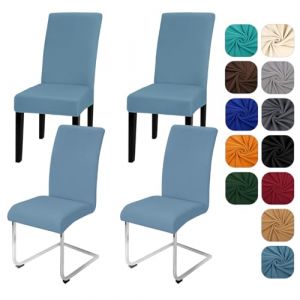 Yugarlibi Lot de 4 housses de chaise extensibles pour chaise basculante - Amovible et lavable - Protection pour cuisine, restaurant, hôtel, banquet, mariage (gris-bleu, 4 pièces) (Yingchengda Direct Store, neuf)