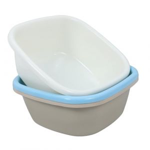 Healeved 3pièces Bassine Plastique Carrée De Importante Bac à Laver Mains Anti-éclaboussures Pour Vaisselle Design Épais Couleurs Bleu Blanc Et Kaki Pour Cuisine Et Ménage (Accompany JY, neuf)
