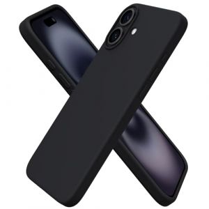 ORNARTO Coque pour iPhone 16 Plus, Housse en Silicone Liquide Compatible avec iPhone 16 Plus 6,7 Pouces, Étui Fine Slim, Case Souple Protection Complète, Cover Antichoc (Noir) (ORNARTO FR, neuf)