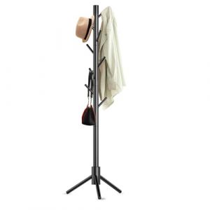 Haddockway Porte-manteau en bois avec 8 crochets, autoportant en arbre pour la chambre, le couloir, le bureau, les vêtements, les chapeaux (Noir) (SHANGBING, neuf)