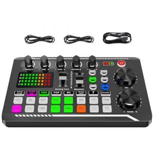 Carte son en direct avec effets de mixage Dj et changeur de voix, mixeur audio professionnel, Table de mixage Dj pour d&eacute;butants | Carte son en direct avec plusieurs effets sonores pour le karaok&eacute;, le (keqinglin, neuf)
