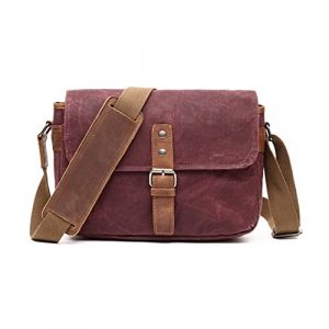 FANDARE Rétro DSLR-Sac Photo Sacs bandoulière Toile Sacoche Sacs à Main Homme Femme Sac Besace Sac d'épaule pour Travail Voyag Ecole Multifonctionnel Sac d'épaule Messager BagRouge (FANDARE, neuf)