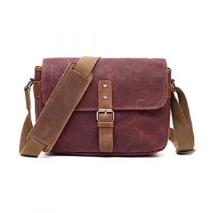 FANDARE Rétro DSLR-Sac Photo Sacs bandoulière Toile Sacoche Sacs à Main Homme Femme Sac Besace Sac d'épaule pour Travail Voyag Ecole Multifonctionnel Sac d'épaule Messager BagRouge (FANDARE---FR, neuf)