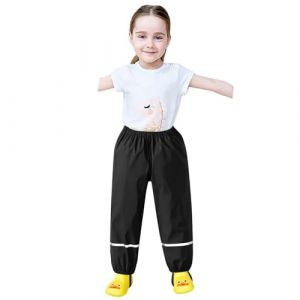 Pantalon de Pluie Garcon et Fille Pantalon Boue de Pluie Imperm&eacute;able Coupe-Vent L&eacute;ger Enfants Salopette Gar&ccedil;on sans Doublure Surpantalon R&eacute;fl&eacute;chissant Enfant pour Road Running (Black, 5-6 Years) (DolceTiger, neuf)