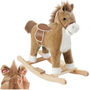 tectake&reg; Cheval &agrave; Bascule, &agrave; partir de 24 Mois, Cadre en Acier, Patins en Bois, Charge Max. 40 Kg, Cheval a Bascule avec Effets sonores, Rev&ecirc;tement en Peluche Moelleux, Jouet Enfant, Cadeau Enfant (TECTAKE FRANCE SAS, neuf)