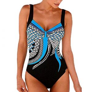 Maillot De Bain Gainant Ventre Plat pour Femme Vintage El&eacute;gant Maillot de Bain Femme 1 Pi&egrave;ce Maillots de Bain Vetement de Plage Tankini Natation Monokini Beachwea Push Up Contr&ocirc;le Ventre (Blingko, neuf)