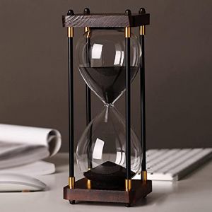 JINYISI Sablier, sablier, sablier d&eacute;coratif en bois, grand minuteur en lourglass 60 minutes, sablier noir pour bureau de chambre &agrave; coucher (pangbanshang, neuf)